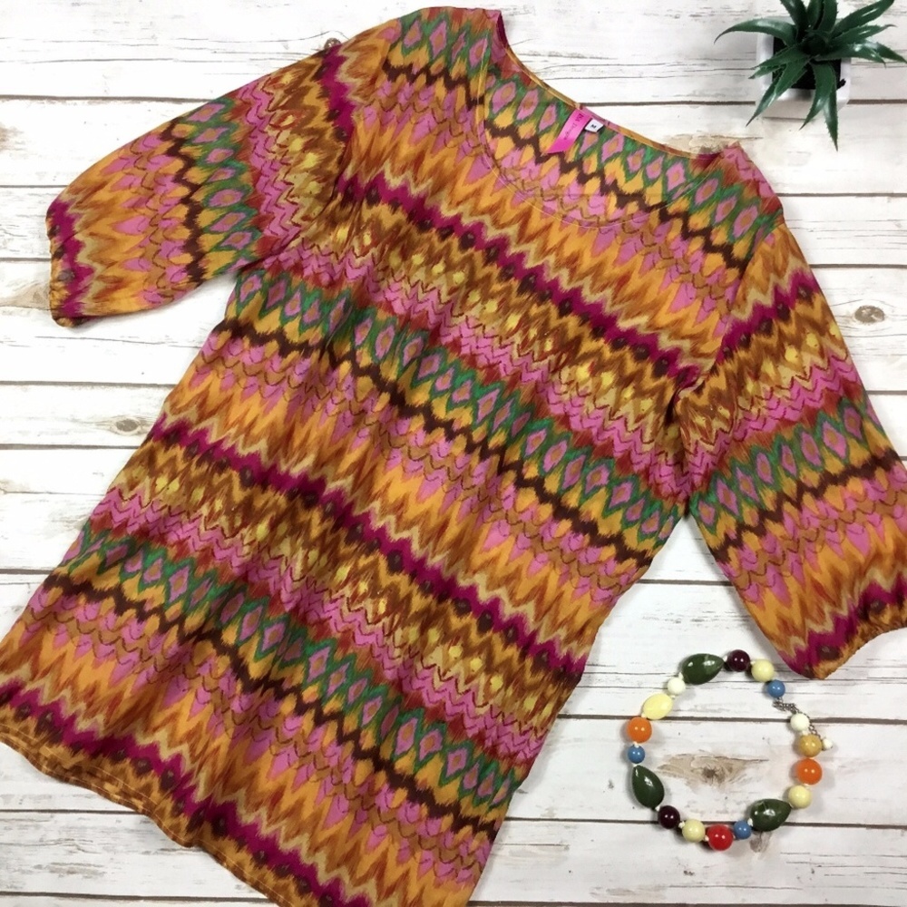 Silk Chevron Print Tunic Mini Dress by ISA Designs
